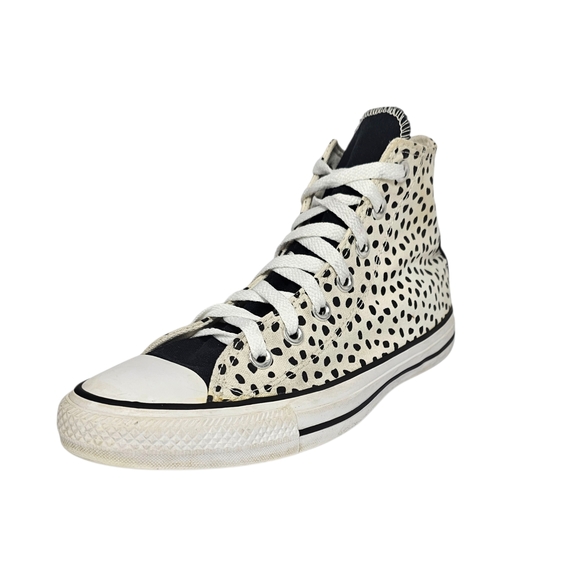 Converse Black and Cream Polka Dot High-Tops Sz 8 - Picture 2 of 9